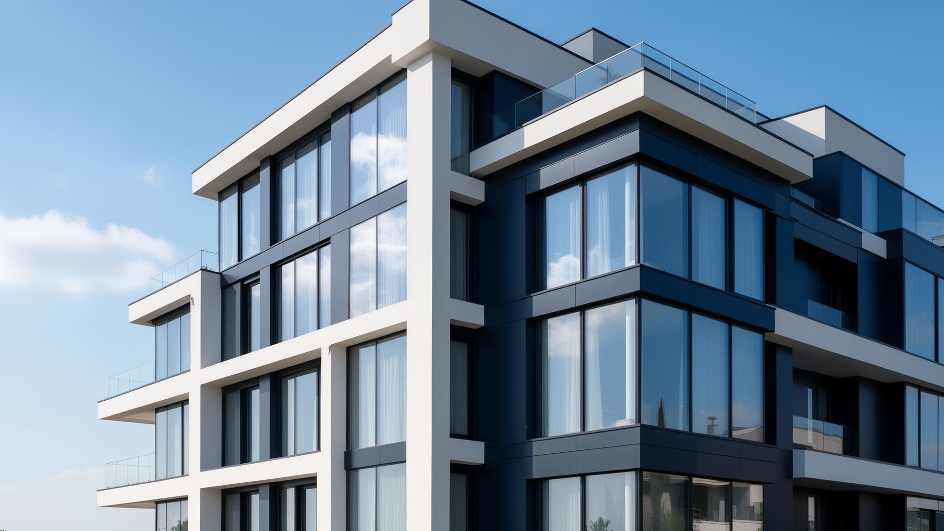 Modern apartment building representing the BlumeSpace real estate platform